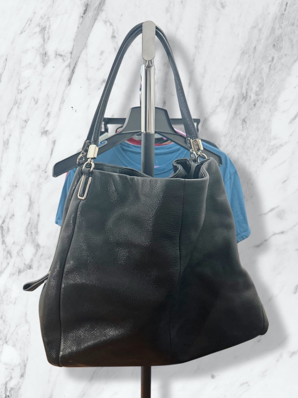 Coach Black Leather Tote Shoulder Bag